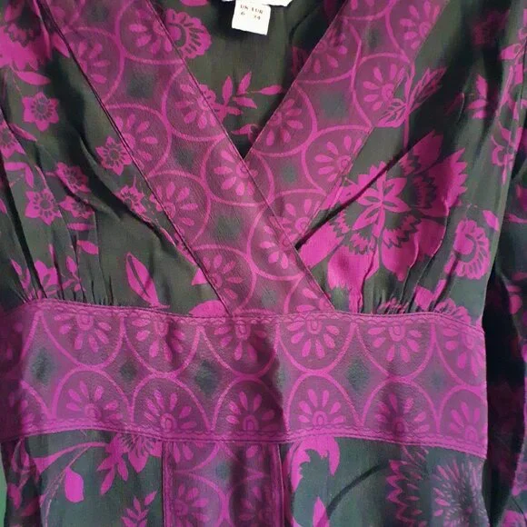 Monsoon Magenta Pink and Black Floral Midi Dress - Picture 3 of 10